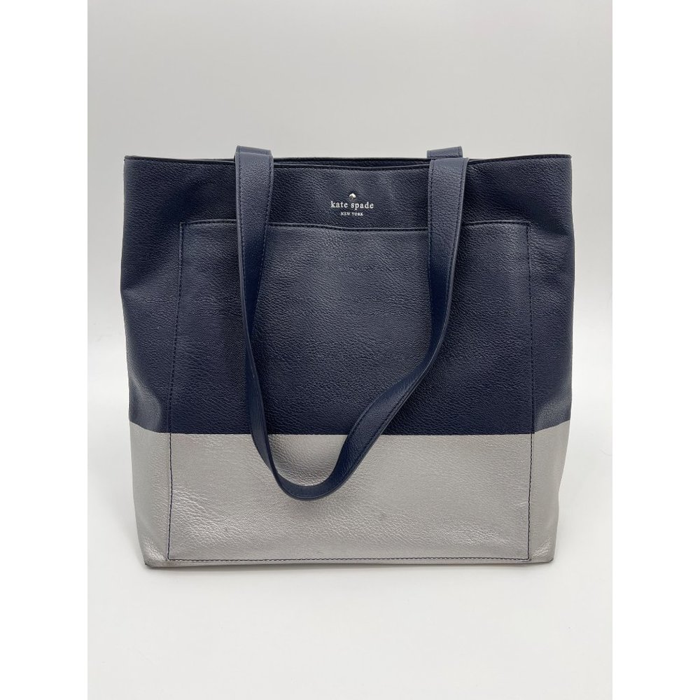 Kate Spade Navy and Sliver Lita Street Andrea Tote